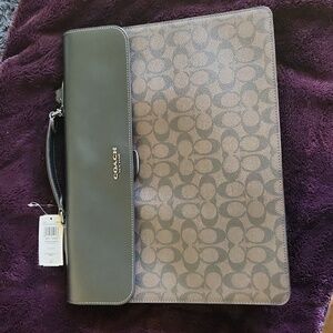 Coach Graham flap briefcase signature canvas calf leather